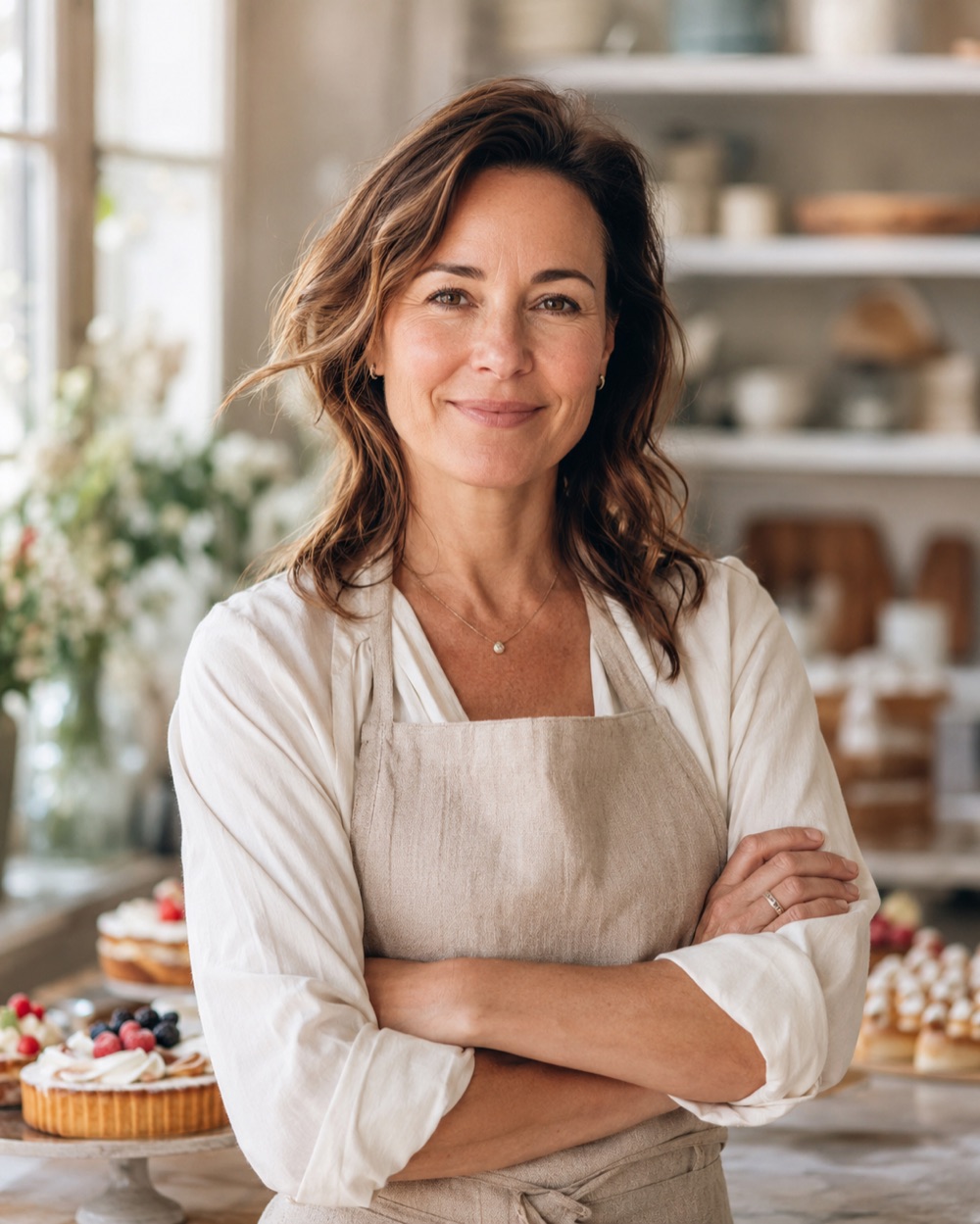 Retrato da confeiteira e mentora Marina Villela em seu ateliê